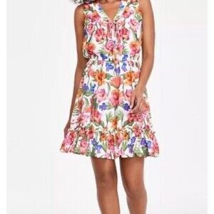 I.N.C. International Concepts Dress Womens XL Floral-Print Tie-Front Mini New